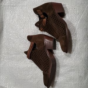 Circle G Suede Ankle Strap Laser Cut Bootie